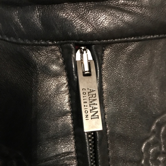 Armani Collezioni Flower Lambskin Leather Jacket - Picture 4 of 8